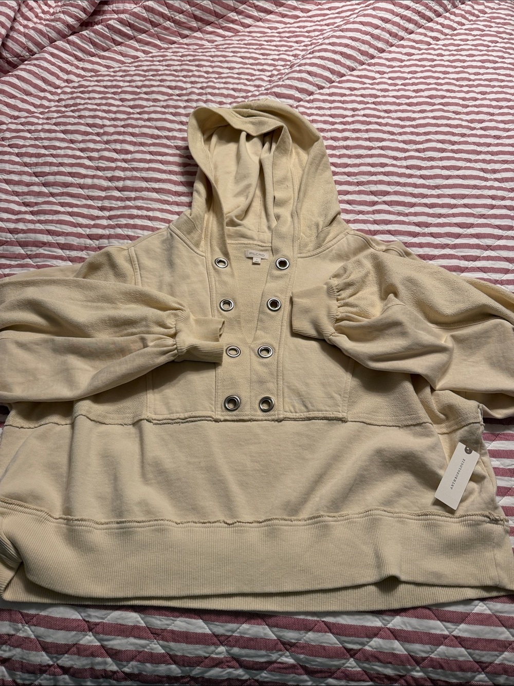 BNWT PILCRO COTTON GROMMET HOODED SWEATSHIRT - Picture 2 of 11